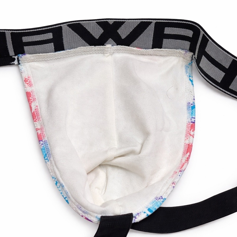Hawai Medium (30-32) Floral Lace Jockstrap White Blue Pink Logo Waistband New - Picture 6 of 10